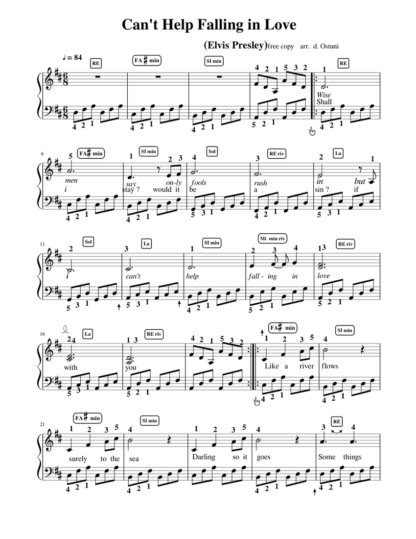 CAN'T HELP FALLING IN LOVE Sheet music for Piano (Solo) |
