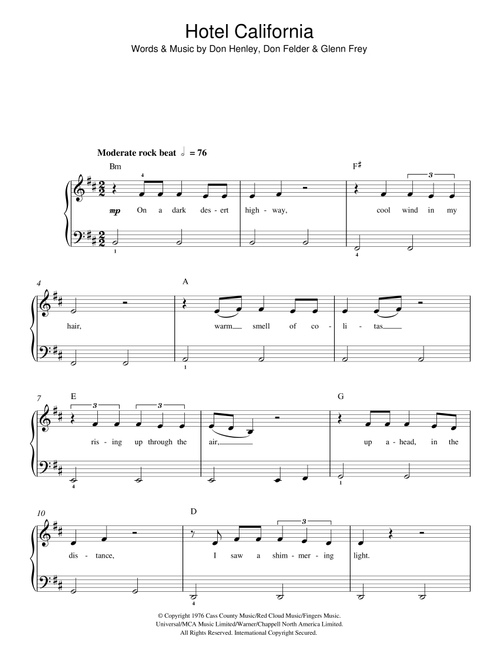 Hotel California - Eagles (Beginner Piano (Abridged))