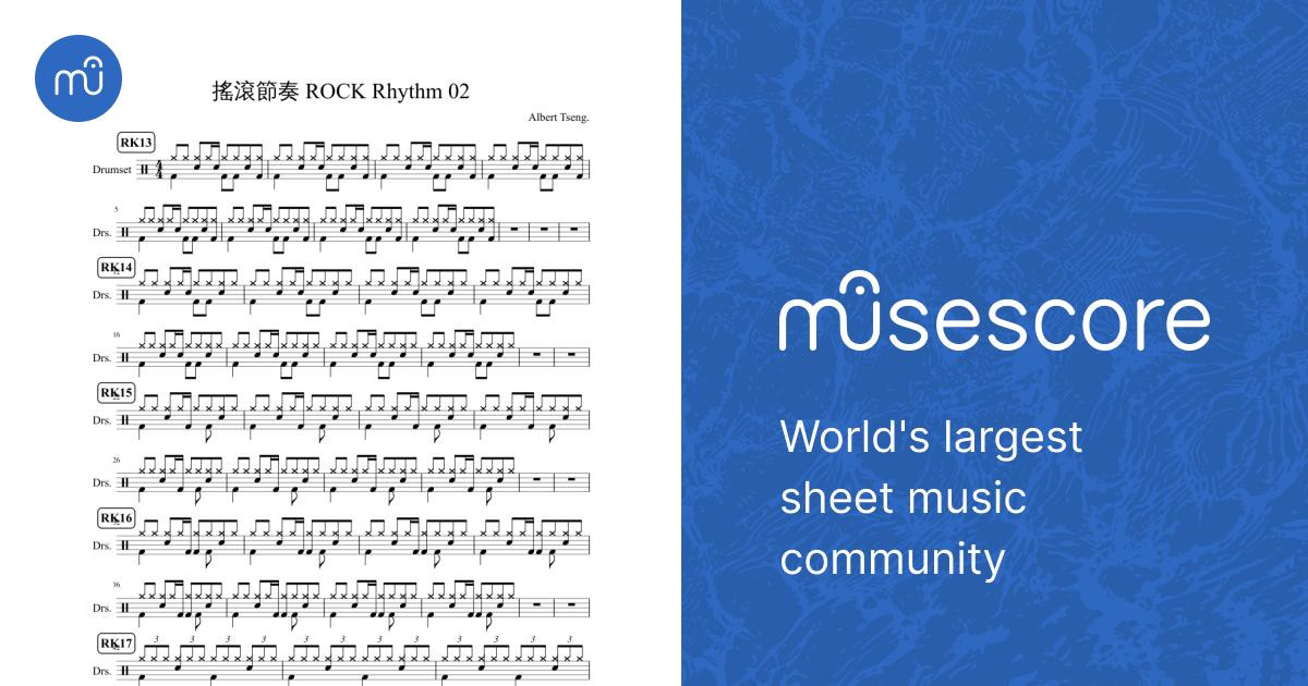 Rock Rhythm 02 Sheet Music for Drum group (Solo) | MuseScore.com