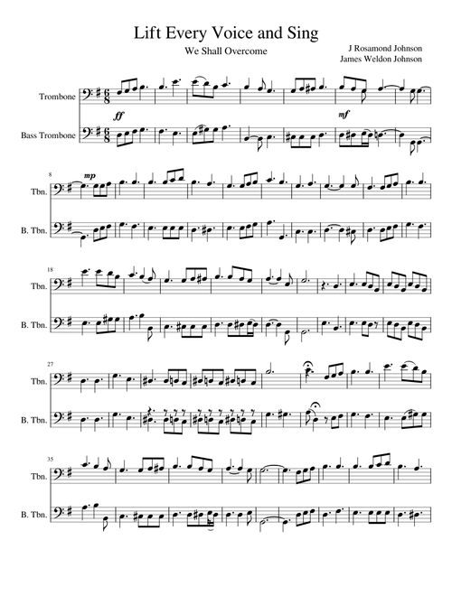 Lift Every Voice and Sing Trombone Duet