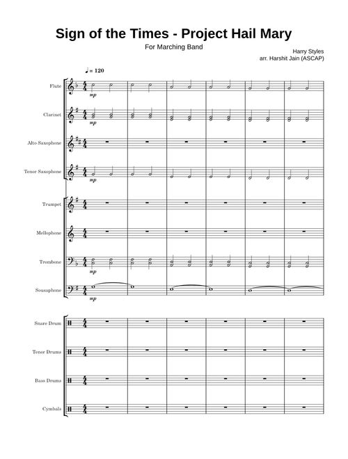 Sign of the Times - Project Hail Mary (Marching Band)