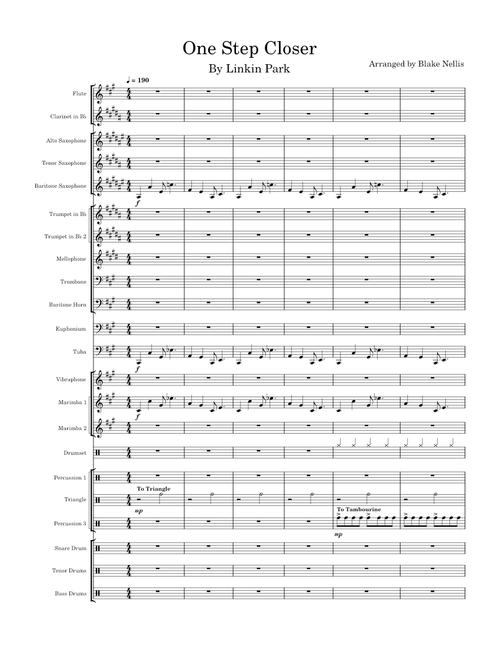 One step closer – Linkin Park One Step Closer-Linkin Park-For marching band