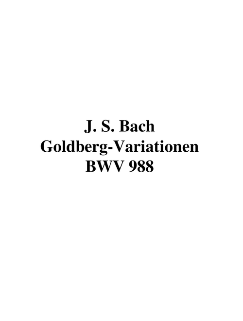 Goldberg Variations, J.S. Bach, BWV 988