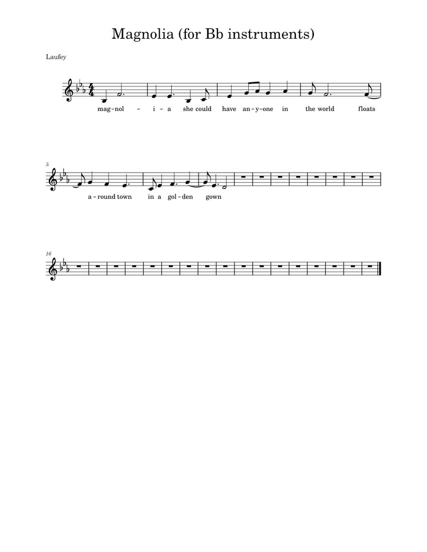 Magnolia Laufey Magnolia for Bb instruments Sheet music for Piano