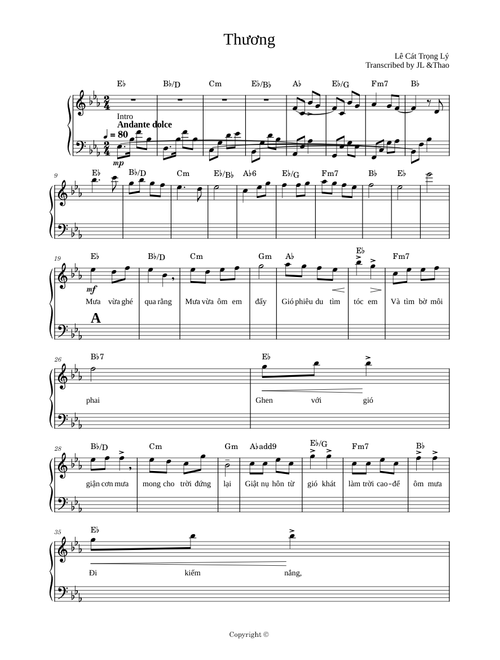 Thương – Le Cat Trong Ly Thương – Lê Cát Trọng Lý Thương-Thao Nguyen Transcribe