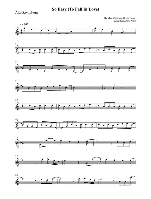 So Easy (To Fall In Love) (Arr. Wesley S. SIlva) - Olivia Dean (Alto Sax Solo)