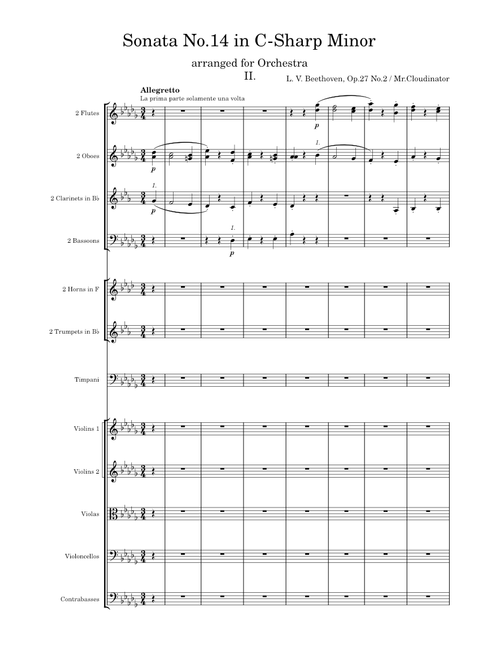 Piano Sonata No. 14 In C-Sharp Minor, Op. 27 "Moonlight" (II. Allegretto) Arragned for orchestra