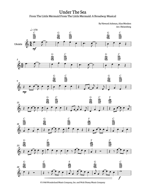 Under The Sea (Arr. Heisenberg) - Howard Ashman, Alan Menken (Ukulele)