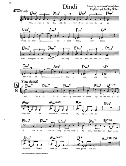 DINDI (Arr. Antonio Carlos Jobim) (Lead Sheet - Fake Book)