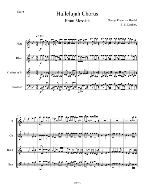 Hallelujah Chorus from Messiah (Woodwind Quartet) (Arr. B. C. Dockery) - George Frederick Handel (Woodwind Ensemble)