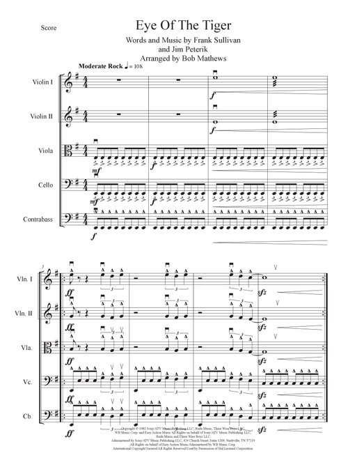Eye Of The Tiger (Arr. Bob Mathews) - Survivor (String Quartet)