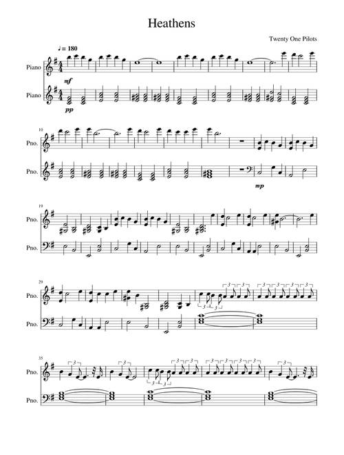 Heathens - Piano - Twenty One Pilots