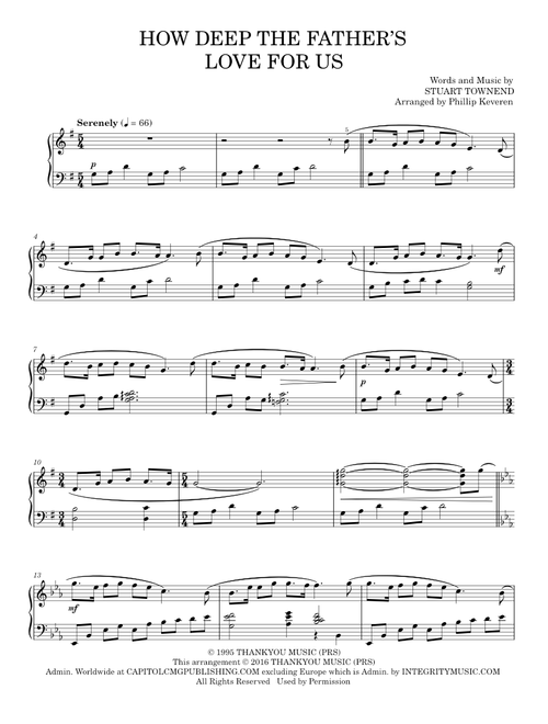 How Deep The Father's Love For Us - Nichole Nordeman, Phillips, Craig & Dean, Sarah Sadler (Piano Solo)