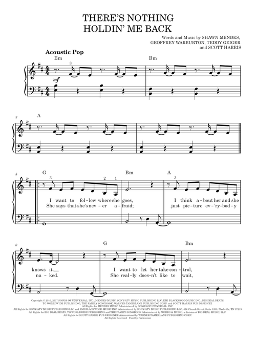 There's Nothing Holdin' Me Back - Shawn Mendes (Easy Piano)