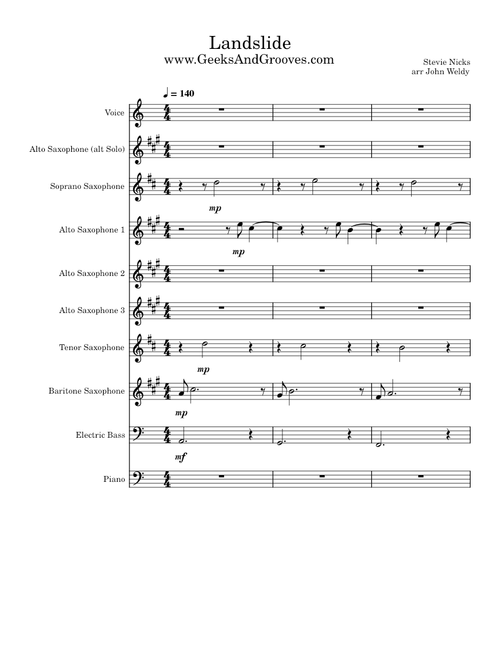 Landslide – Fleetwood Mac COVER for Saxophone Collective (Working)