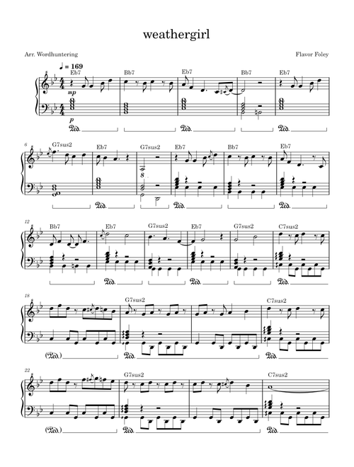 weathergirl Piano Arrangement (Intermediate)