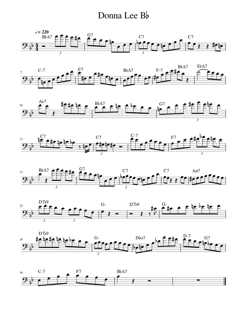 Donna Lee B Sheet music for Trombone Solo Musescore