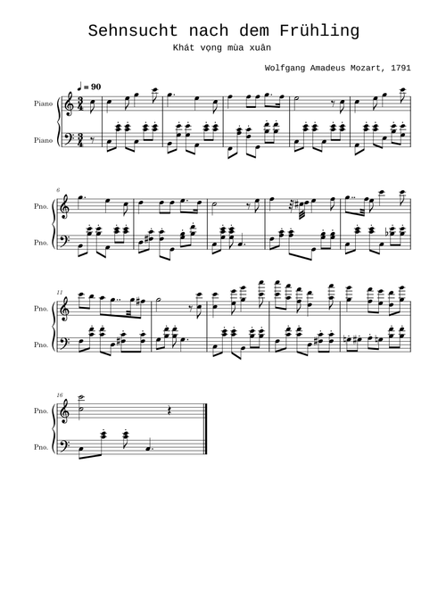 Sehnsucht nach dem Frühling, K.596 – Wolfgang Amadeus Mozart , 1791