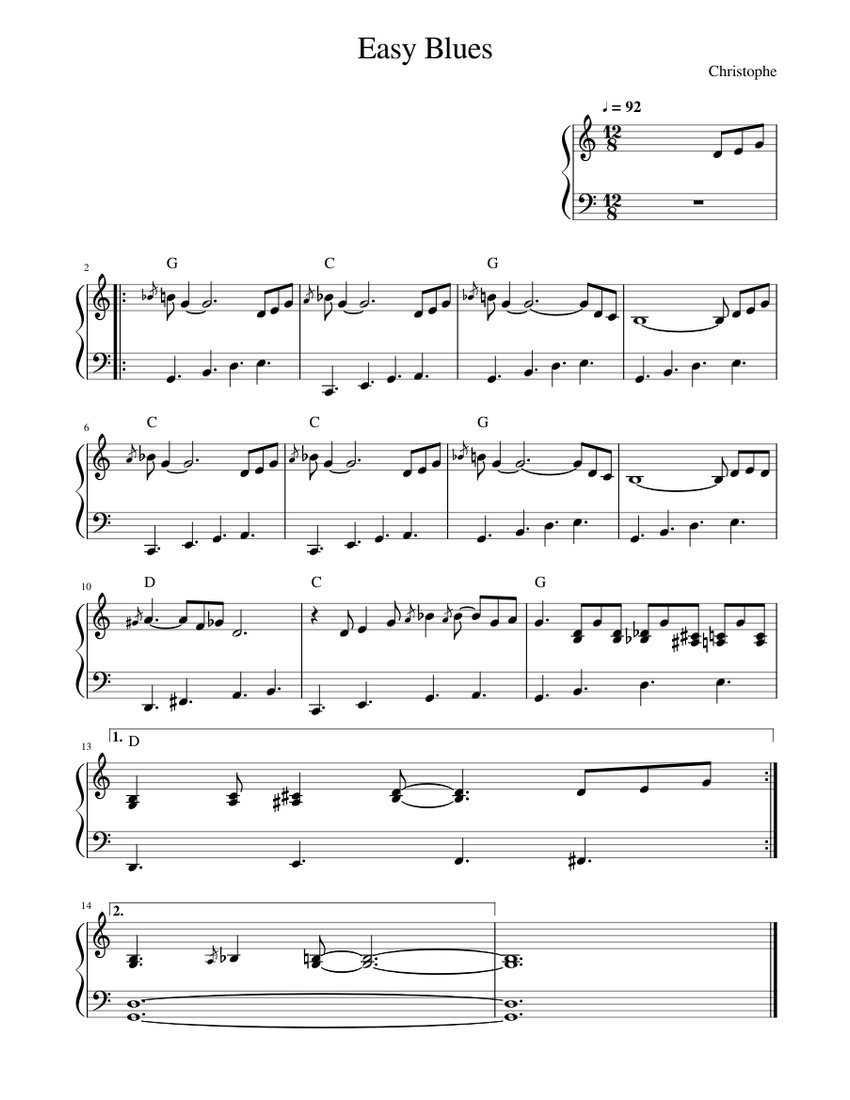 Easy Blues Sheet music for Piano (Solo) | Musescore.com