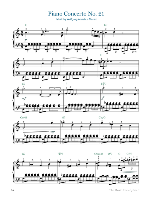 Piano Concerto No. 21 (Mozart) (Arr. Gaili Schoen for TheMusicRemedy.com) (Piano Solo)