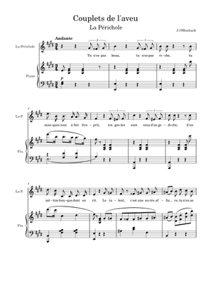 La Périchole – Jacques Offenbach Sheet Music for Piano, Mezzo soprano ...