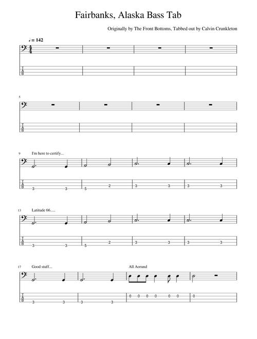 Fairbanks, Alaska - The Front Bottoms (Bass Tab)
