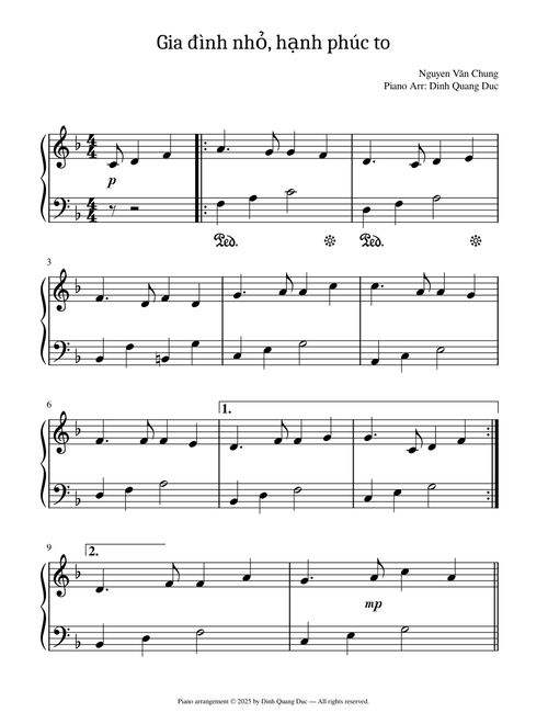 Gia Đình Nhỏ Hạnh Phúc To – Piano