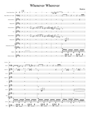 Play Official version of Whenever wherever Sheet Music by Shakira for ...