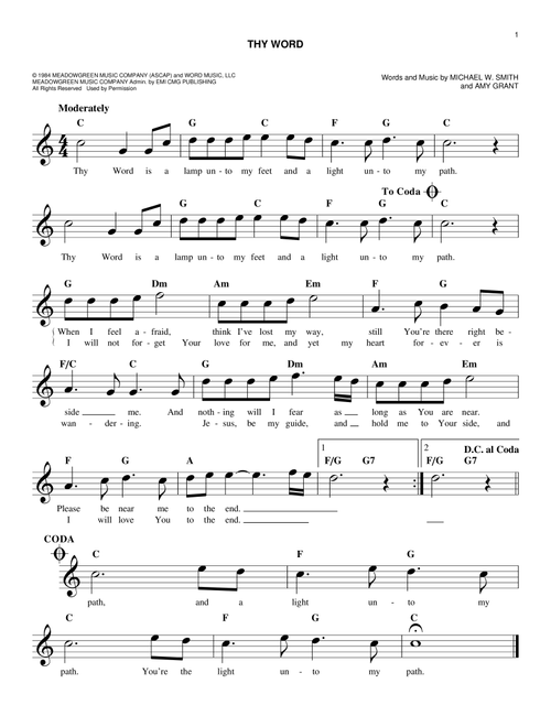 Thy Word - Ginny Owens (Easy Lead Sheet - Fake Book)