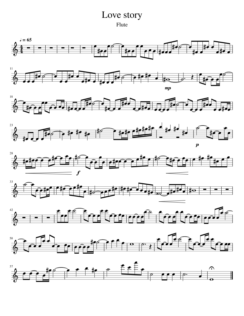Love story Sheet music for Flute (Solo) | Musescore.com