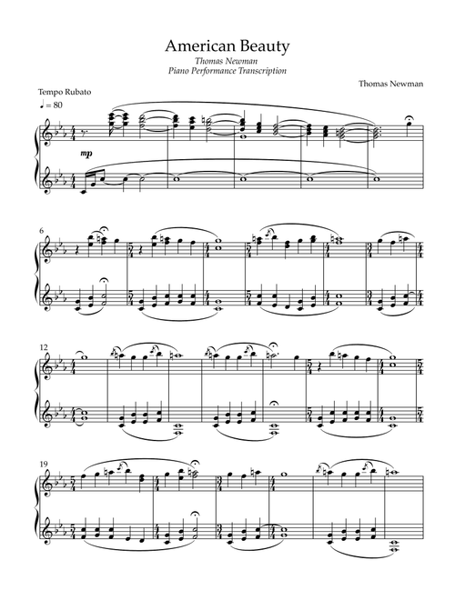 American Beauty (Arr. Furkan Barut) - Thomas Newman (Piano Solo)