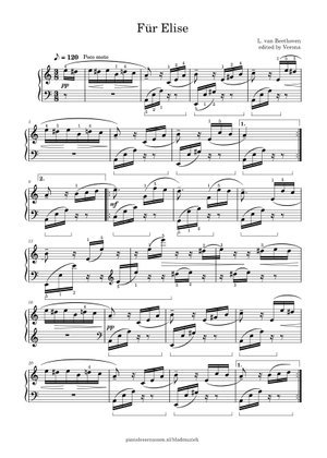 Per Elisa Spartito Facilitato Per Pianoforte