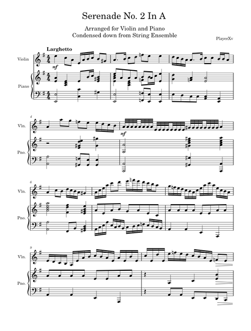 Serenade No 3 for Violin and Piano