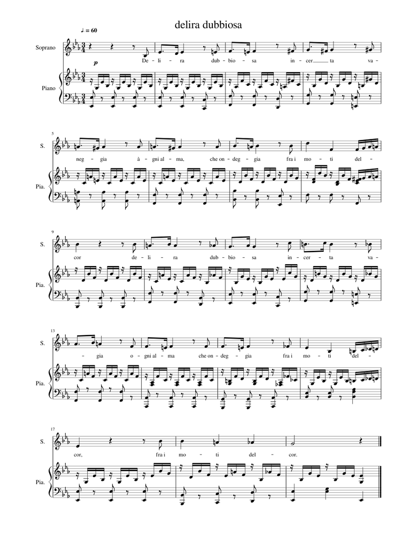 delira dubbiosa Sheet music for Piano (Solo) | Musescore.com