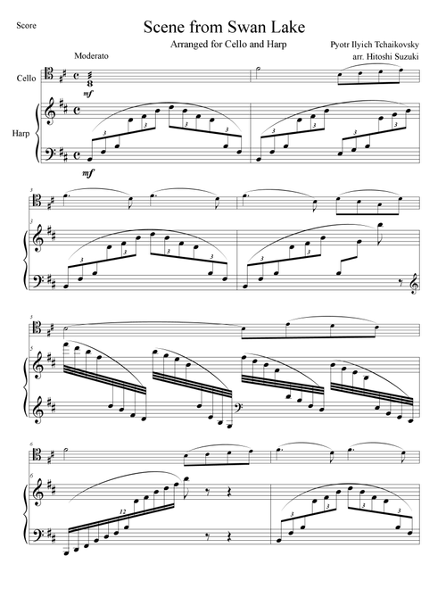 Scene from Swan Lake for Cello and Harp Duo (Arr. Hitoshi Suzuki) - P.I.Tchaikovsky (Instrumental Duet)
