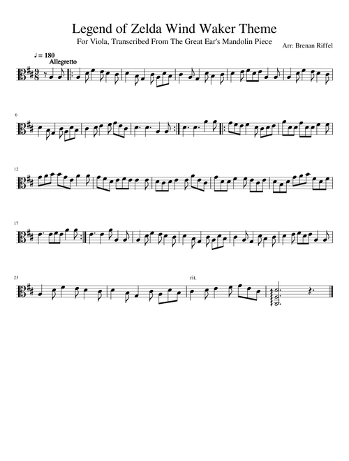 Legend of Zelda Wind Waker Theme Viola