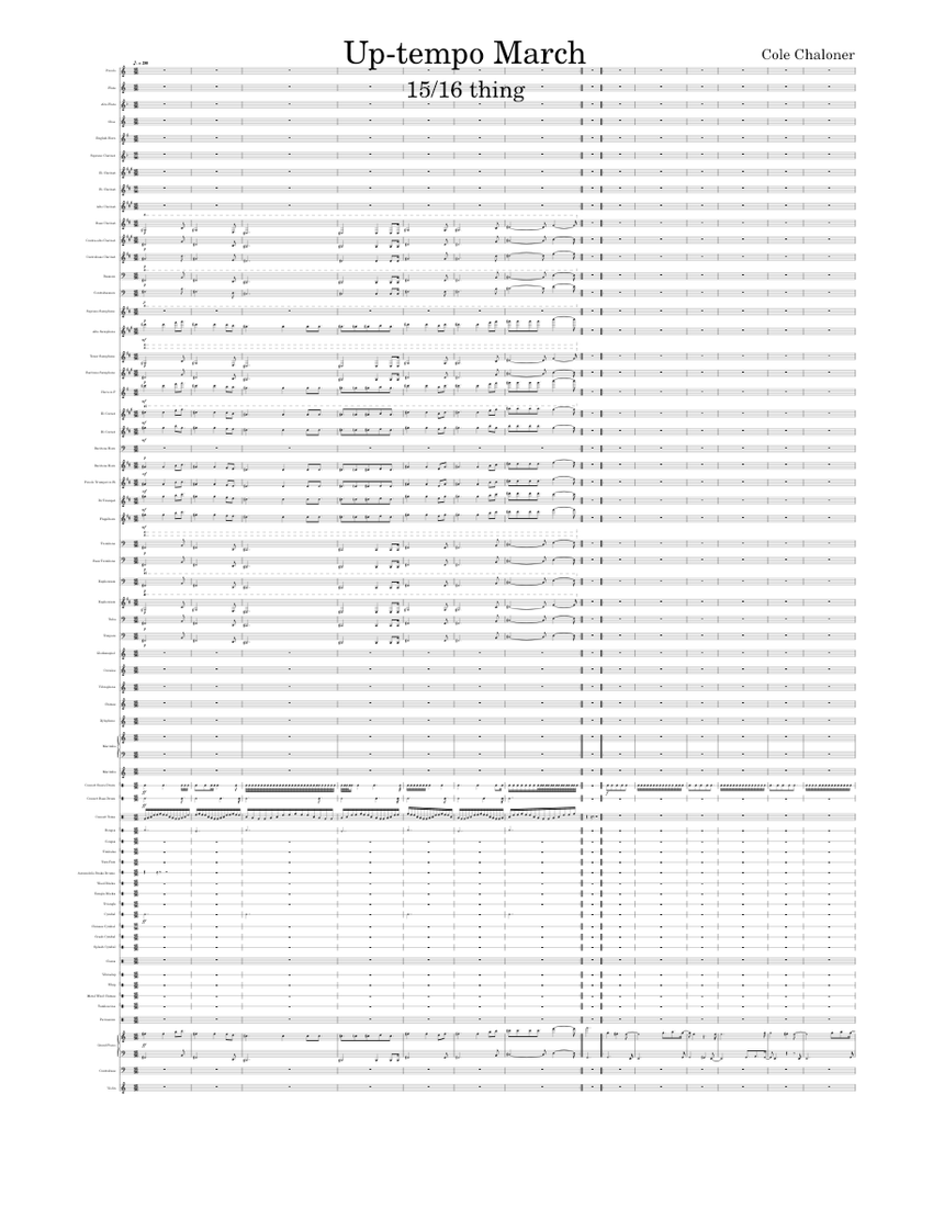 Up-tempo March Sheet Music for Piano, Trombone, Cornet, Euphonium ...
