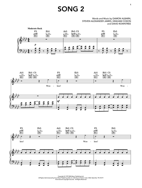 Song 2 - Blur (Piano-Vocal-Guitar)