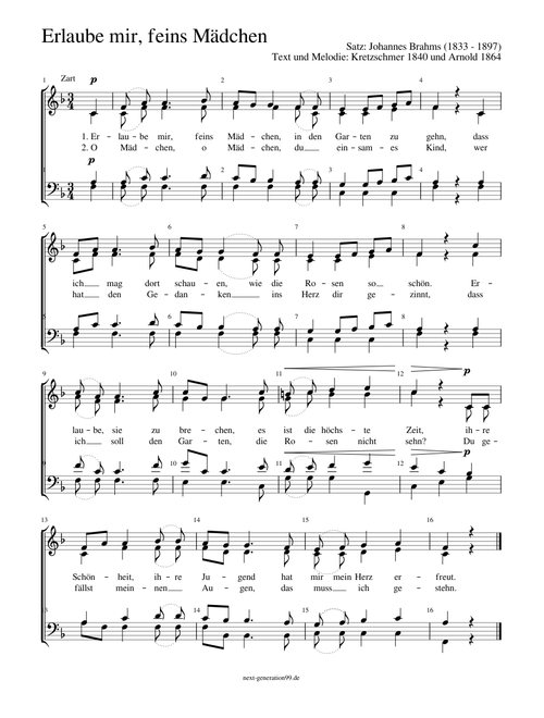 Erlaube mir, feins Mädchen (SATB)