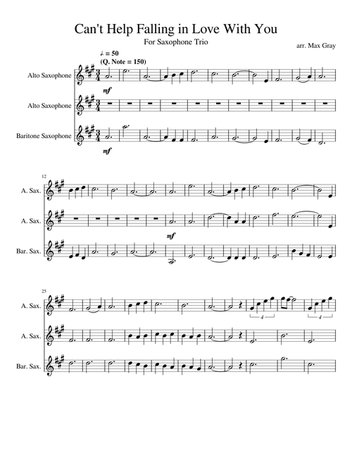 Can't Help Falling in Love With You(Sax Trio)
