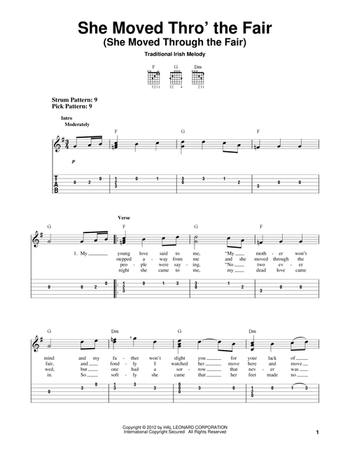 She Moved Thro' The Fair (She Moved Through The Fair) - Traditional Irish (Easy Guitar with TAB)