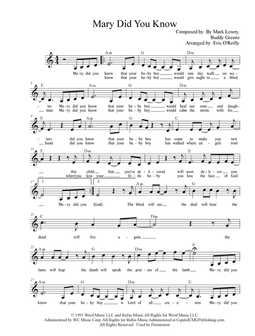 Mary, Did You Know? (Arr. Eric O'Reilly) - Pentatonix (Piano Chords-Lyrics)