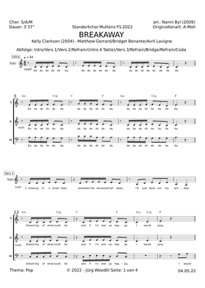Play Official version of Breakaway Sheet Music by Kelly Clarkson for ...
