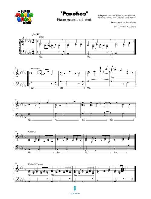 Peaches – Jack Black | The Super Mario Bros. Movie | SOLO PIANO
