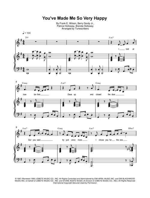 You've Made Me So Very Happy (Arr. Tunescribers) - Frank E Wilson, Brenda Holloway, Berry Gordy Jr (Piano Vocal)