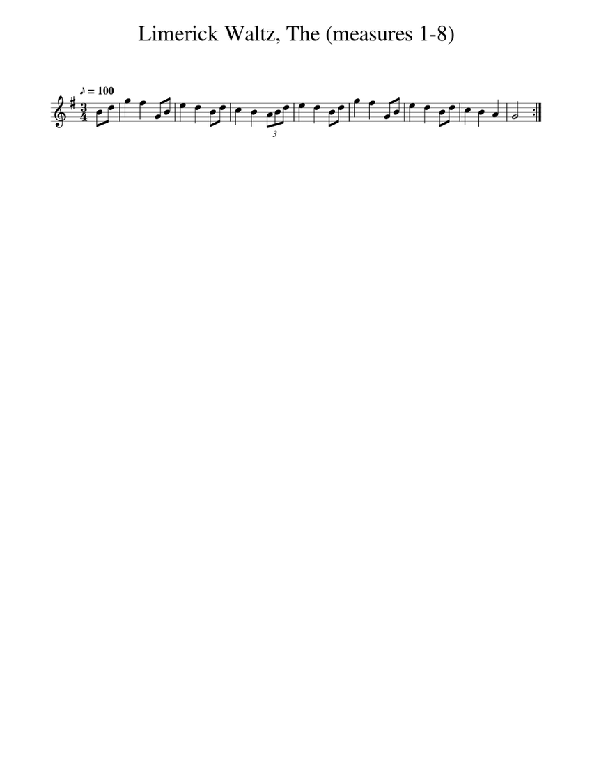 Limerick Waltz, The (measures 18) Sheet music for Piano (Solo