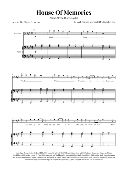 House Of Memories (Arr. Glauco Fernandes) - Madax (Trombone and Piano)