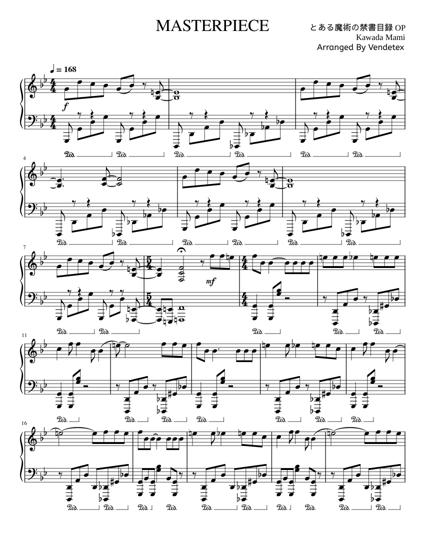 masterpiece - Mami Kawada Sheet Music for Piano (Solo) | MuseScore.com