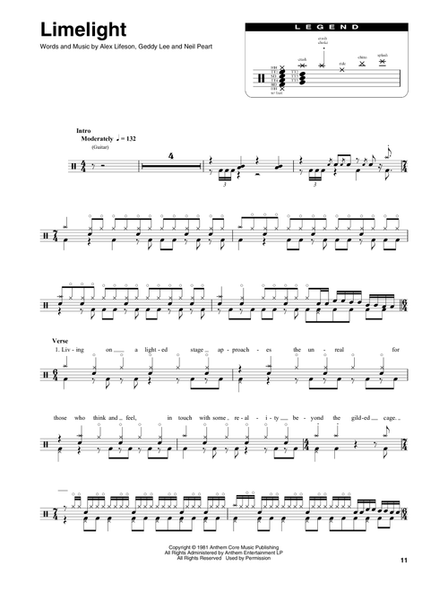 Limelight - Rush (Drum Transcription)