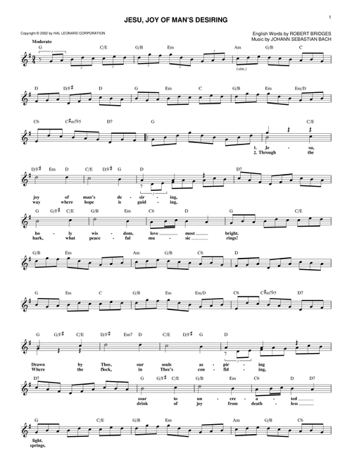 Jesu, Joy Of Man's Desiring - Johann Sebastian Bach, Robert Bridges (Lead Sheet - Fake Book)